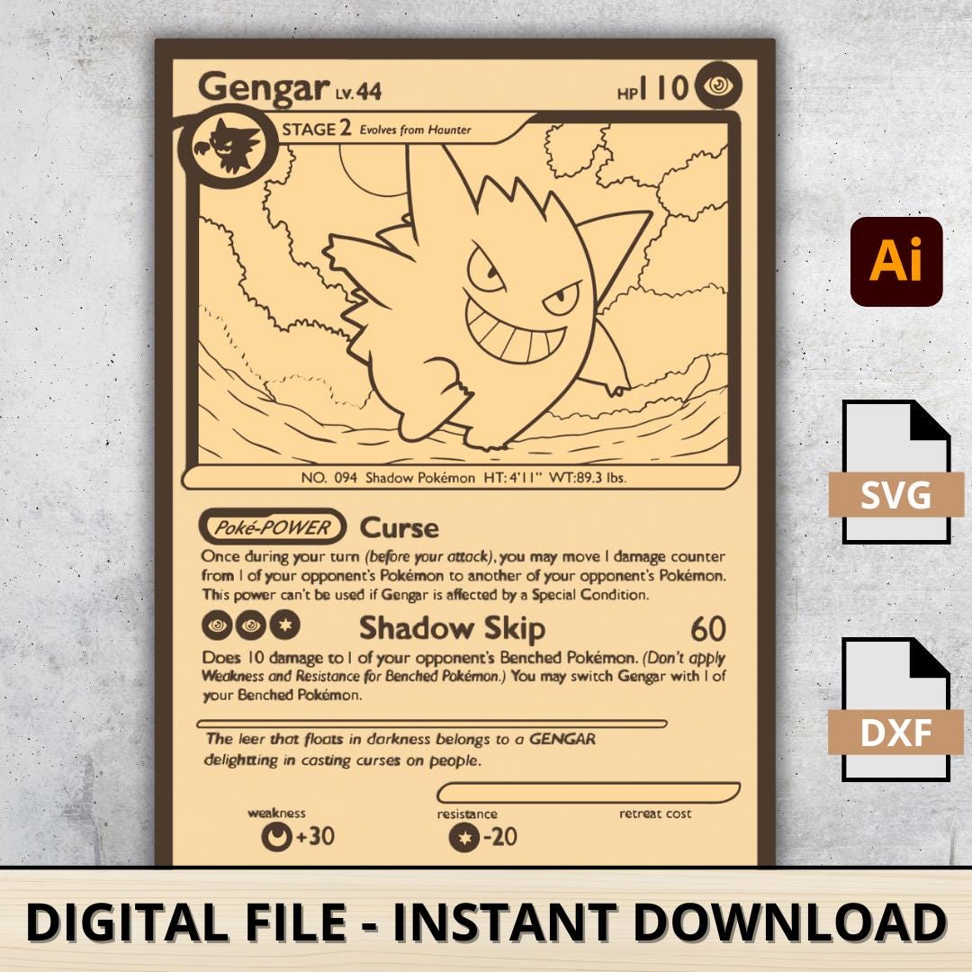 Gengar Pokemon Card SVG, 3D Layered Laser Cut File, DXF for Glowforge,  Ghost Pokemon Art, Fan Art, Digital Download - Etsy