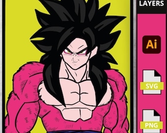 Prymitywny wojownik w stylu anime SVG, obraz 3D wojownika Shonen, pliki z warstwami laserowymi, sztuka ścienna
