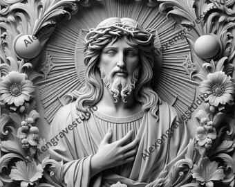 Plik do grawerowania laserowego | Grawerowanie laserowe PNG | Gotowy do lasera | Iluzja 3D | Jezus | Plik projektu cyfrowego | Wielkanoc laserowa | Lightburn | Artystyczny