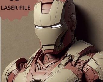 Laser Engraving Files / PNG Laser Engraving / Laser Ready / 3D Illusion / Iron Man / Digital Design Files / Lightburn