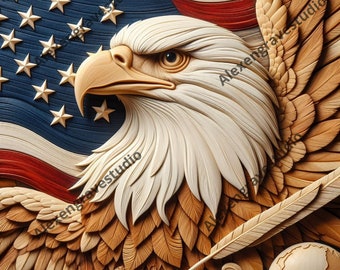 Plik laserowy American Eagle 3D Illusion PNG, Eagle PNG, grawerowana podstawka z łupka Eagle, grawerowanie laserowe Eagle 3D, pliki laserowe Eagle
