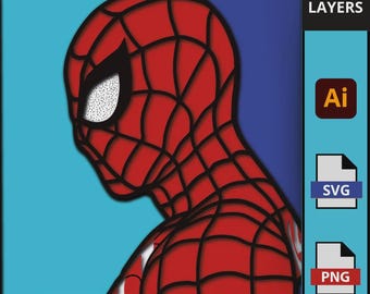 Plik SVG Spidermana do grafiki warstwowej, 3D Superhero Shadow Box, Web-Slinger Wall Art do Cricut i Laser