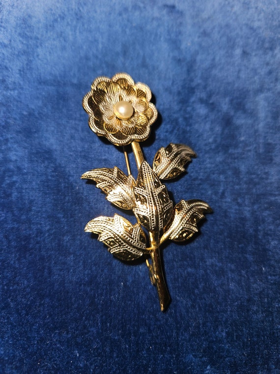Damascene Flower Brooch - image 1
