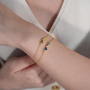 Tiny Birthstone Bracelet, Gold Family Birthstone Bracelet, Custom Dainty Birthstone Bracelet, Delicate Mother Bracelets, Gift For Her