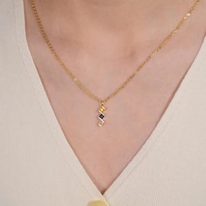Personalized Square Birthstone Necklace, Family Birthstone Necklace, Mothers Birthstone Necklace, Custom Birthstone Jewelry, Christmas Gift