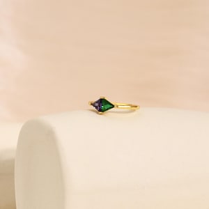Couple Birthstone Ring: Minimalist Toi et Moi Copper Ring