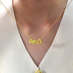 Colar com inicial de bolha 3D, colar com nome personalizado, colar com letra personalizada, colar com nome de bolha, joias com nome, presente de aniversário, presentes para ela