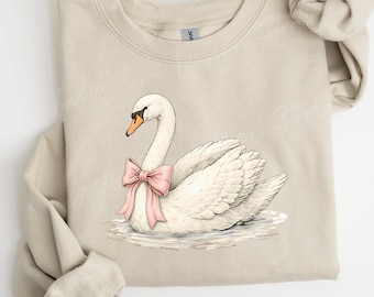 Coquette Swan with Pink Bow Sweatshirt