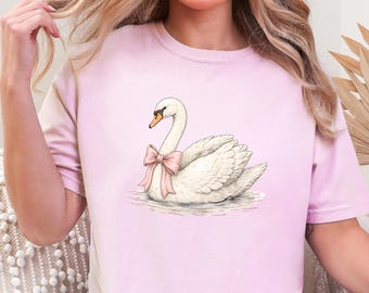 Coquette Swan with Bow Comfort Colors Tee