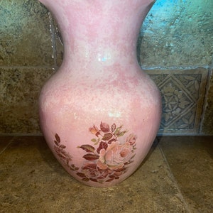 A vintage Pink Rose Vase 10.25”