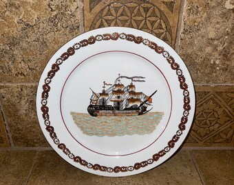 Nautical Plate with a Sailing Ship