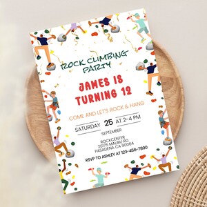 Rock Climbing Birthday Invitation: Adventure Party, Editable Template (Digital Download)