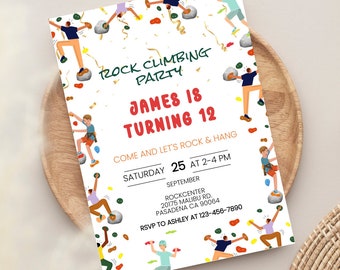 Editable Indoor Rock Climbing Birthday Invitation for Kids - Adventure Theme Party Invite - DIY Printable Climbing Wall Celebration