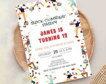 Editable Indoor Rock Climbing Birthday Invitation for Kids - Adventure Theme Party Invite - DIY Printable Climbing Wall Celebration