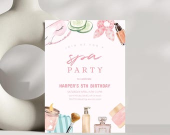 Editable Spa Birthday Party Invitation: Glam Makeup (Digital File)