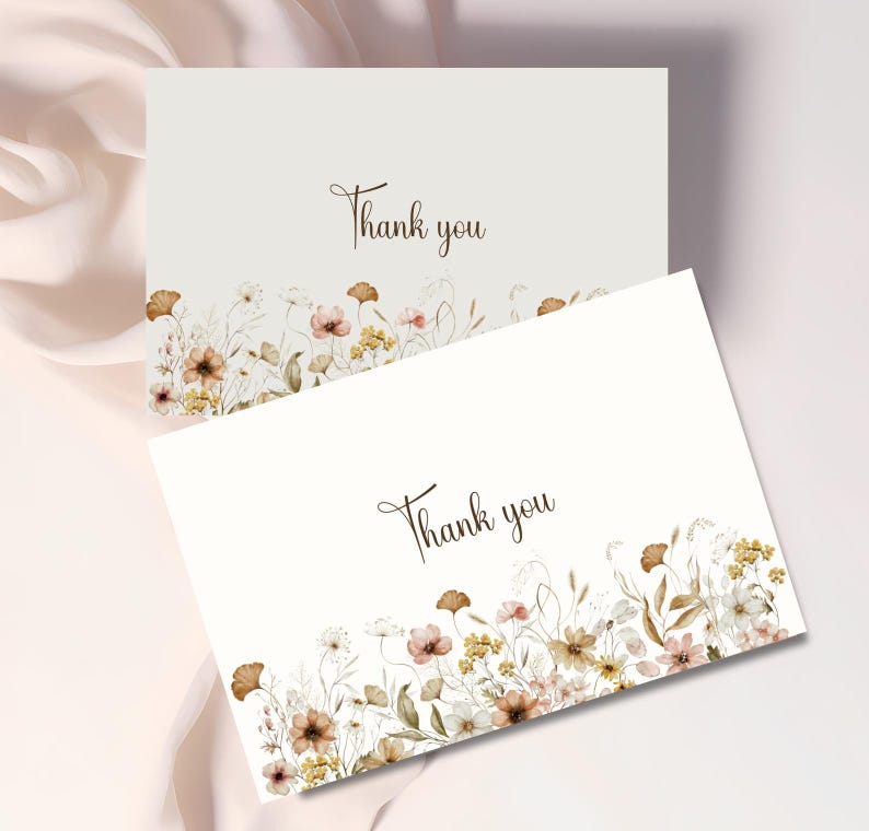 Rustic Floral Thank You Card Template: 6x4 Printable (digital Download ...