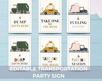 Printable Transportation Birthday Banner | Car, Truck & Vehicle Party Decoration | Kids Birthday Garland | Digital Download