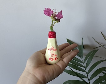 handmade kewpie mayo-inspired clay vase / incense holder