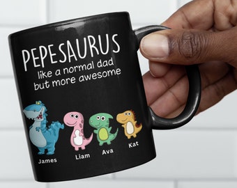 Taza personalizada Grandpasaurus y niños