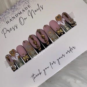 Black & Gold Money Set Acrylic Press On Nails