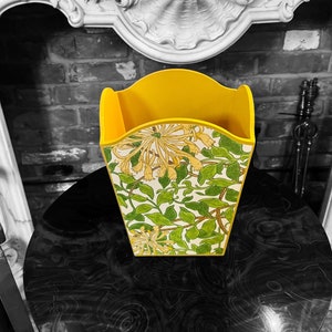 Dalston waste paper bin - William Morris Honeysuckle. Handmade by Beatrice Bloom London