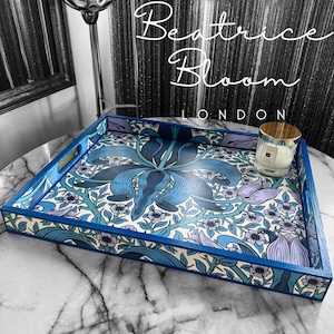 William Morris Spring Thicket/Morris & Co coffee table tray,xl tray,ottoman tray,footstool tray,butler  tray.Handmade in 5 X SIZES