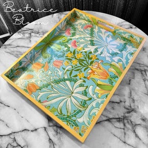 William Morris Woodland Weeds ottoman tray, coffee table tray xl tray in 5 x sizes. Handmade by Beatrice Bloom London