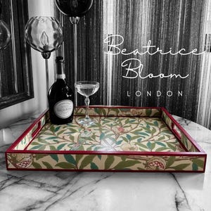 Bird and Pomegranate The Craftsman Morris & Co coffee table tray,xl tray,ottoman tray,footstool tray,decoupage tray.Handmade in 5 X SIZES