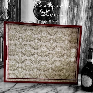 William Morris Bellflower, coffee table tray, xl tray, ottoman tray, footstool tray, butlers tray, decoupage tray.Handmade in 5 X SIZES