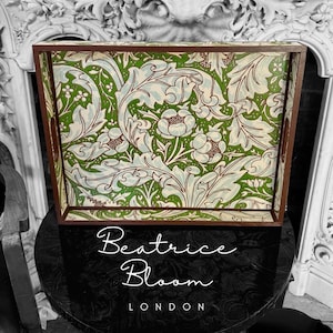 William Morris Batchelor&#39;s Button leaf coffee table tray,cocktail tray,ottoman tray . Crafted by Beatrice Bloom London in 5 x sizes EID gift