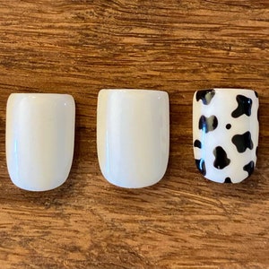 Mellow Milk Cow Print Gel Cured Press On Nails