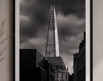 The Shard London Print | Black White Architecture Cityscape (Digital Download)