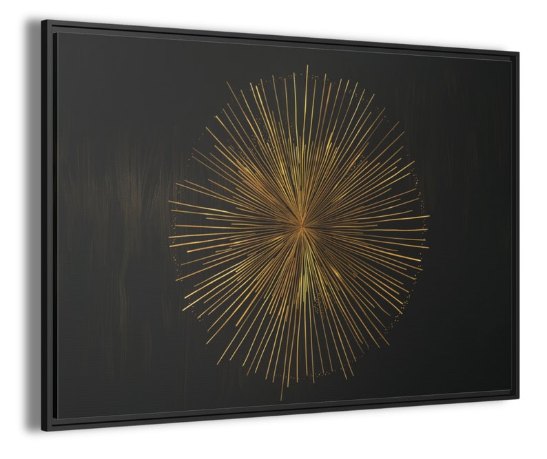 Gold & Black Wall Decor Modern Abstract Sunburst Art, Gold Accent