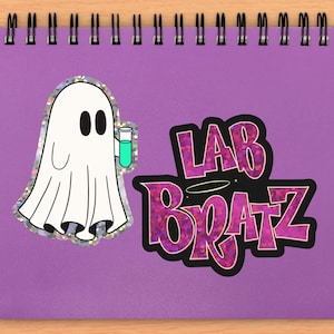 lab glitter sticker, funny gift for lab tech, scientist, PhD, science teacher, chemistry, biology, physics, spooky  sticker, STEM researcher