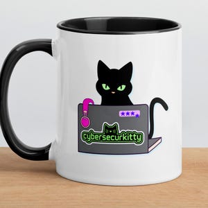 Taza de ciberseguridad Securkitty, regalo para estudiantes de informática