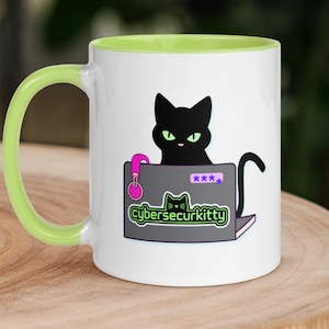 Taza de ciberseguridad Securkitty, regalo para estudiantes de informática