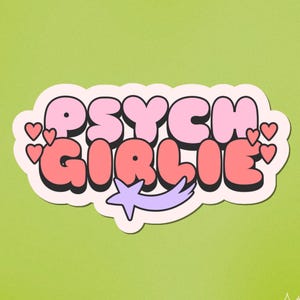 psych girlie sticker, clinical psychology, psychiatry, Gift for psychologist, PhD student, PsyD, psych major, nurse, NP, DSM glitter sticker