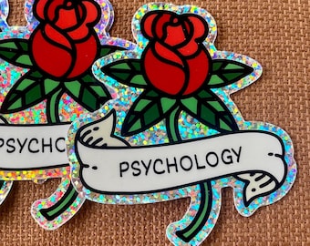 Psychology Rose Glitter Sticker