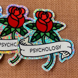 psychology rose glitter sticker, clinical psychology, psych major sticker, Gift for psychologist, therapist, PhD student, professor, PsyD