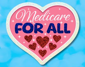 Medicare For All Glitzer Sticker: Wasserfester Vinyl-Aufkleber