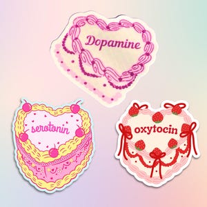 Dopamine Serotonin Oxytocin Cake Stickers, Psychology sticker pack, PhD, Professor Gift image 2