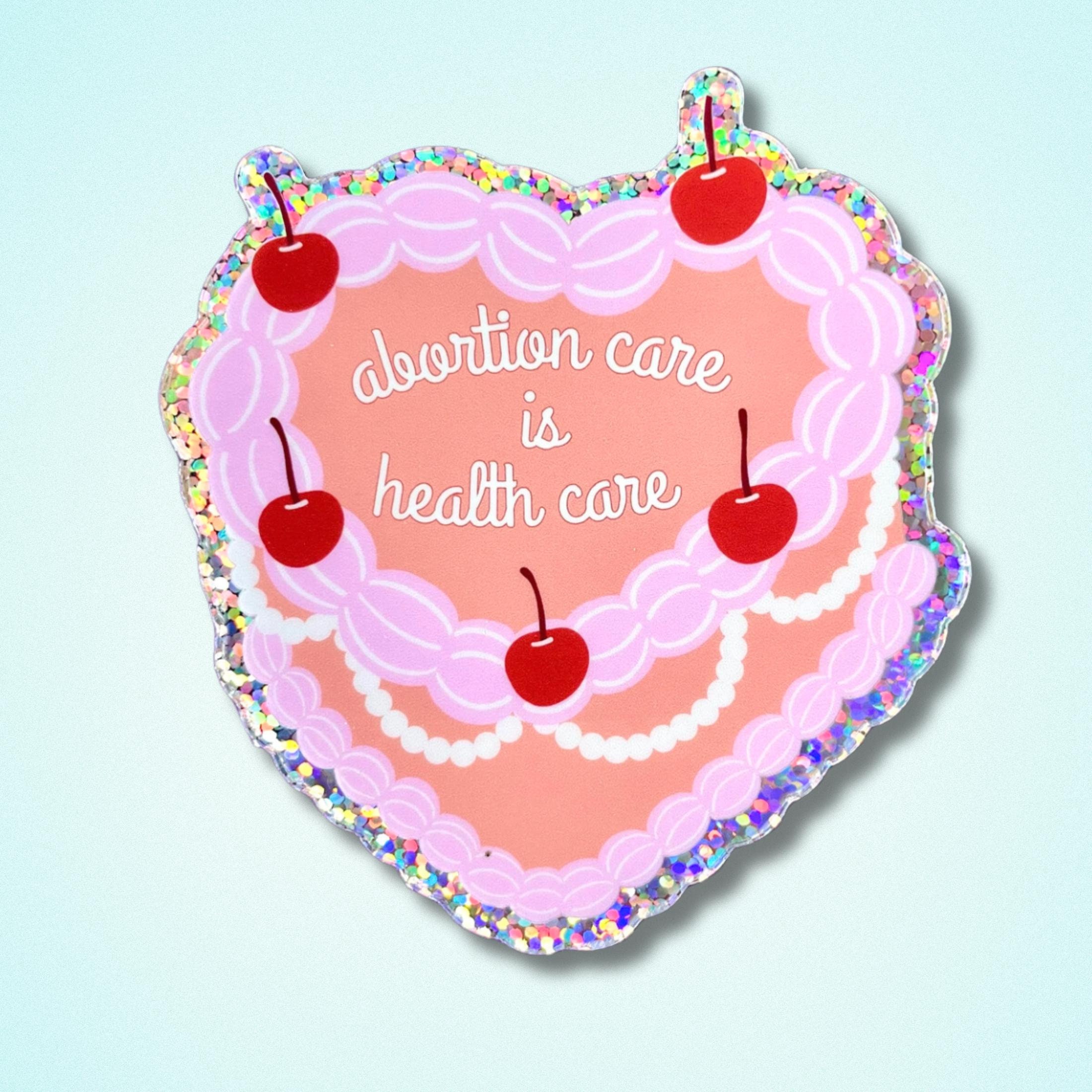 abortuszorg is gezondheidszorg vinylsticker, abortus is gezondheidszorg harttaart glittersticker, reproductieve rechten, pro-choice