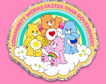 Community Works Faster Regenbogen Bär Aufkleber
