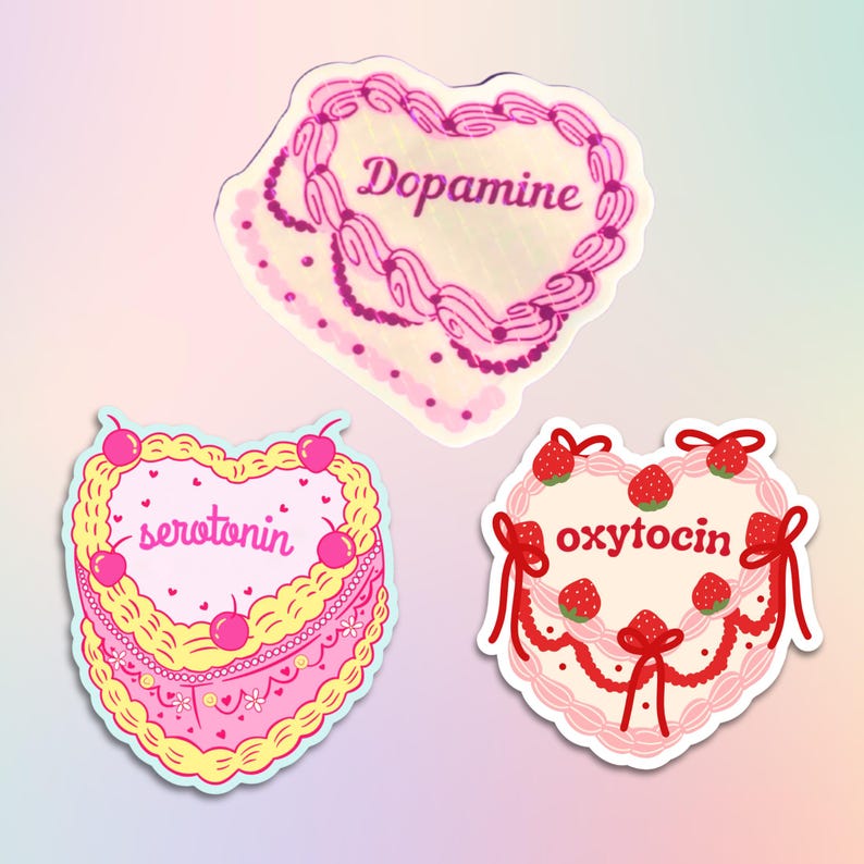 Dopamine Serotonin Oxytocin Cake Stickers, Psychology sticker pack, PhD, Professor Gift image 2