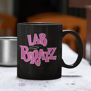 lab brat mug, funny gift for lab tech, scientist, PhD, science teacher, chemistry, biology, physics, spooky  sticker, STEM researcher