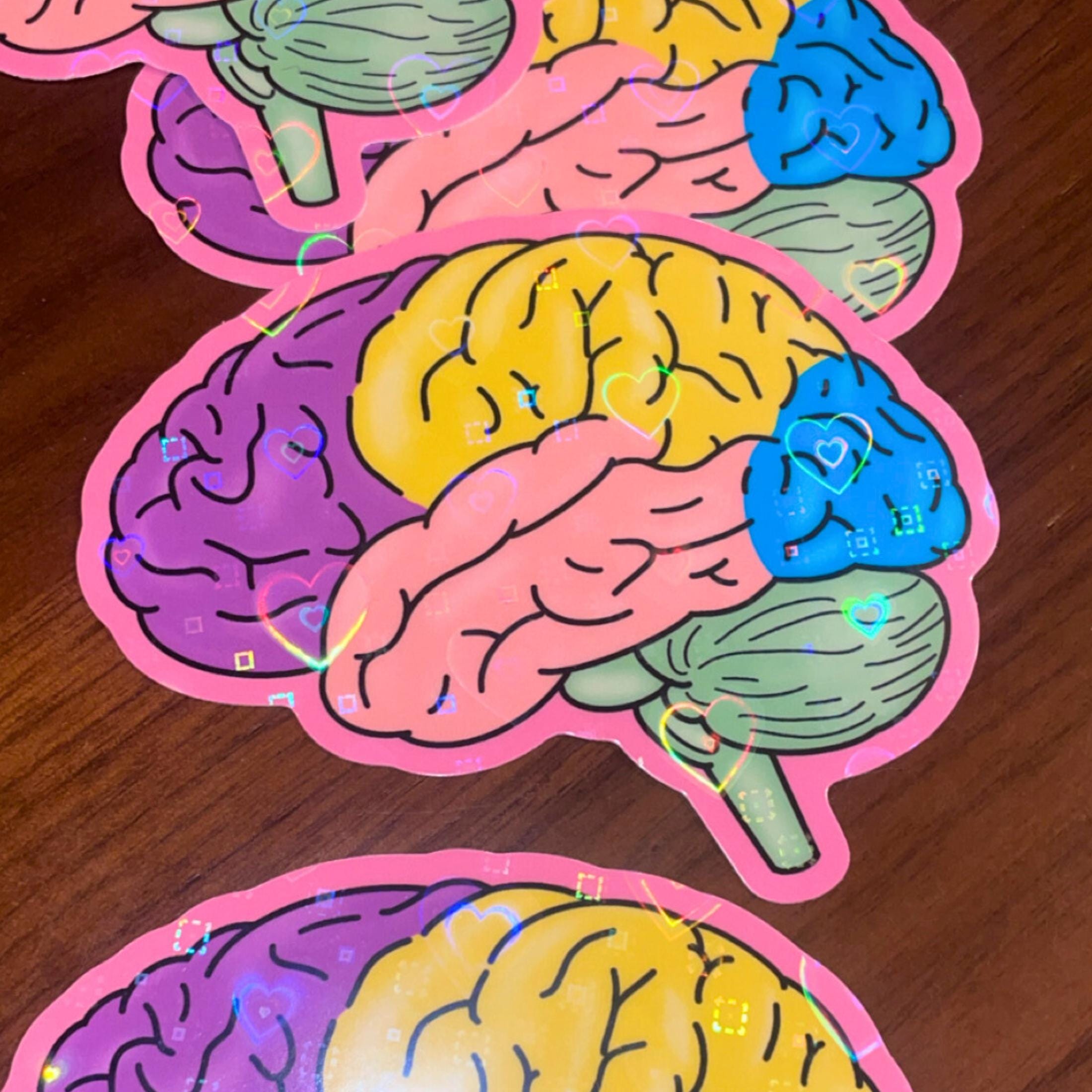 Neurology Sticker Holographic Heart Brain Sticker, Psychology, Neuroscience, Neurology ...