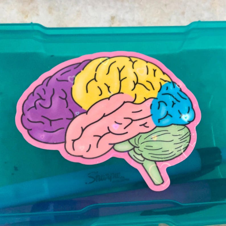 Neurology Sticker Holographic Heart Brain Sticker, Psychology, Neuroscience, Neurology ...