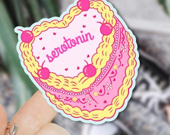 Serotonin Cake Sticker: Vintage Heart, Science Gift