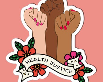 Vinylsticker Health Justice: Resist Fist, cadeau volksgezondheid