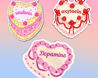 Dopamine Serotonin Oxytocin Cake Stickers, Psychology sticker pack, PhD, Professor Gift